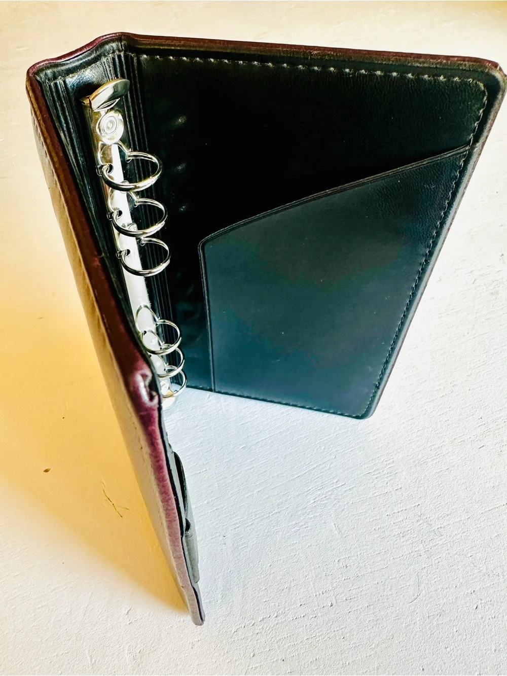 ROLODEX small leather binder- Burgundy